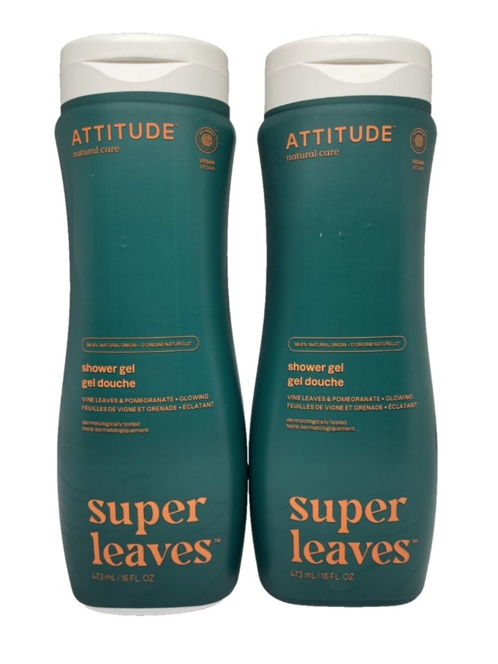 ATTITUDE Super Leaves Shower Gel Vine Pomegranate Natural Care NEW 16 oz Pack 2